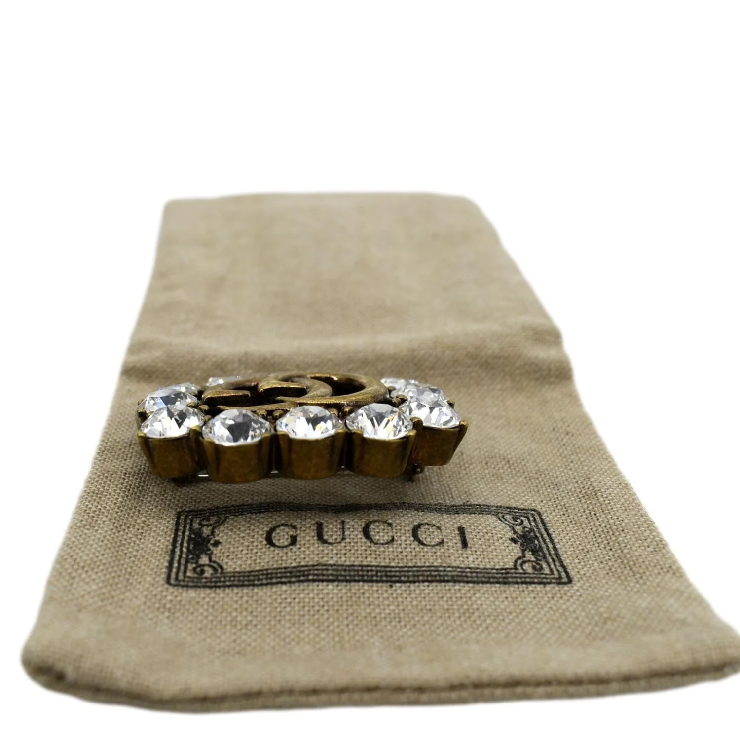 Gucci Metal Double G Brooch With Crystals 4