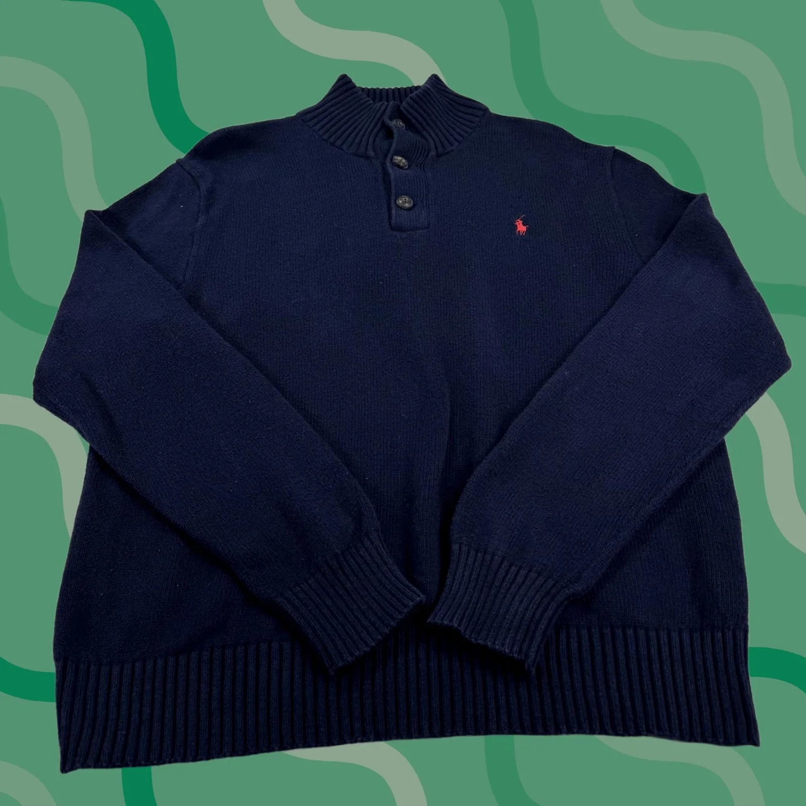 Polo Ralph Lauren — Polo Ralph Lauren Sweater L Cotton Henley Mock Neck Pullover Pony — streetwear — resale
