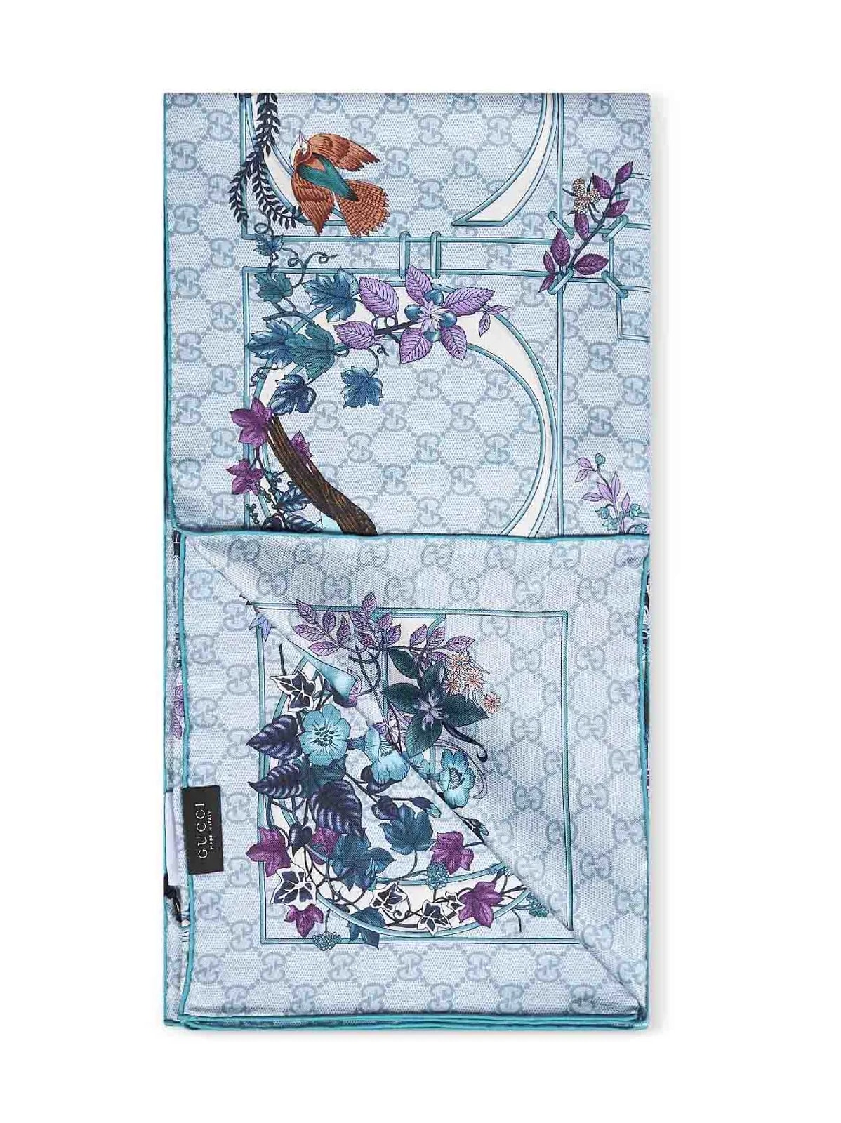 Gucci Twill Floral and Geometric Print Scarf — Scarfs 2