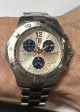 Tag Heuer Aquaracer CAF1111 Chronograph Quartz 42mm Swiss 8" Wrist 3