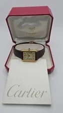 Cartier — Must de Cartier Tank 18ct Gold on Silver Mid Size on Strap in Box. — Watch — resale