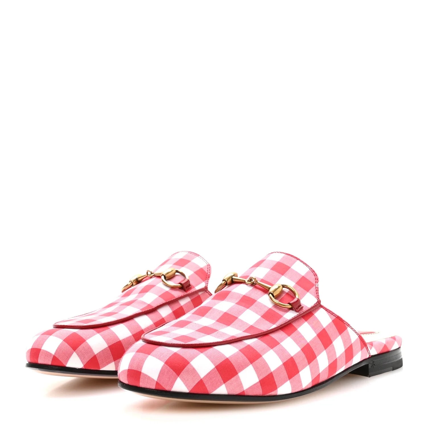 Cotton Gingham Princetown Slippers 35 4