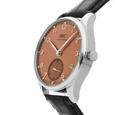 IWC Portugieser Steel Automatic 40mm Salmon Pink Dial Strap IW3583-13 2