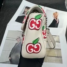 Auth Gucci GG Marmont Apple Print Chain Crossbody 2