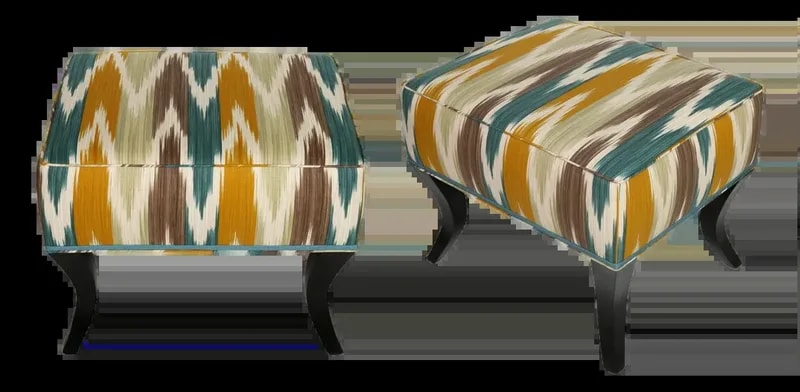 Pair of Newly Upholstered Ikat Flamestitch Benches — Furniture — resale