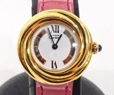 Koniishi Cartier Must Trinity GP Pink Leather Band White Dial m01 2