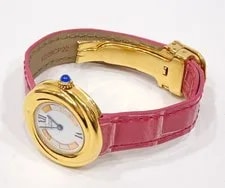 Koniishi Cartier Must Trinity GP Pink Leather Band White Dial m01 3