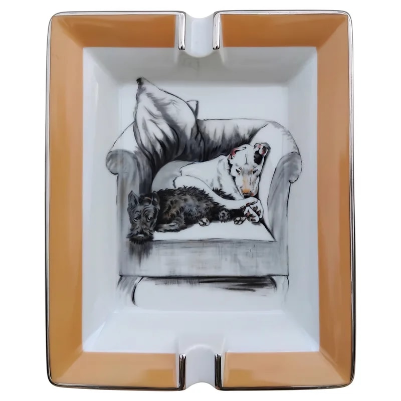 Hermès — Hermès Cigar Ashtray Change Tray 2 Dogs By Cecil Aldin Porcelain — decorative_object — resale