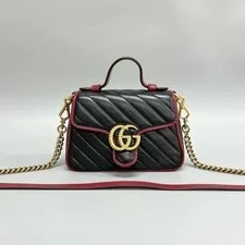 Gucci — Gucci GG Marmont Mini Top Handle Trim Quilted Auth — Handbag — resale