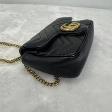 Gucci GG Marmont Mini Chain Crossbody Chevron Quilt Auth 3