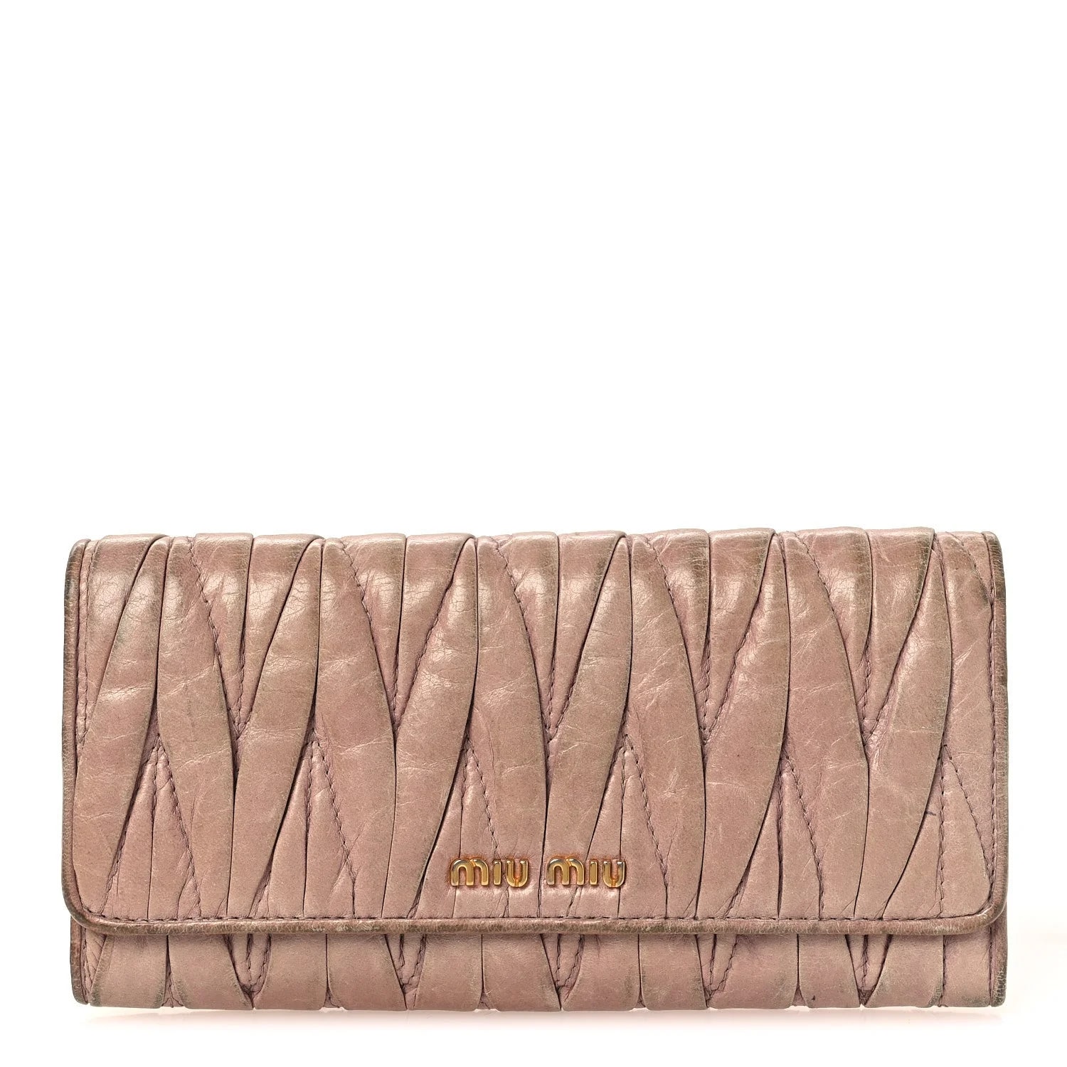 Miu Miu — Lux Matelasse Flap Wallet Mughetto — Accessory — resale