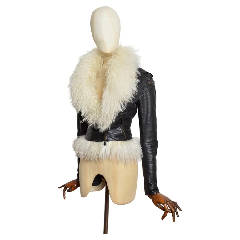 Alexander McQueen — Alexander Mcqueen A/W 2009 Biker Jacket With Mongolian Lamb Collar — Clothing — resale