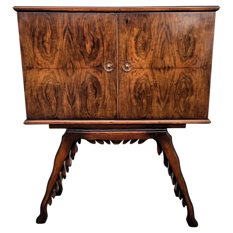 1950s Art Deco Midcentury Italian Walnut Mirror Mosaic Sideboard Bar Cabinet — Furniture — resale