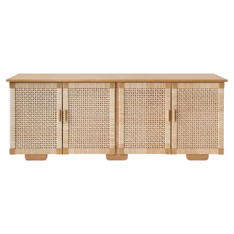 Luteca Furniture, Michael van Beuren — Oak Credenza With Woven Palm Cord Doors, Handmade, Michael van Beuren, Luteca — Furniture — resale