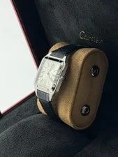 Cartier Santos-Dumont Large WSSA0085 Silver Dial Steel 43.5mm Quartz Blue Strap 4