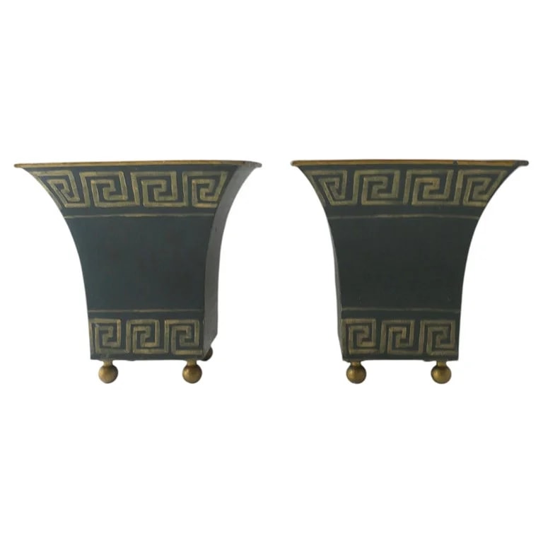 Italian Greek-Key Planters Potholders Cachepots Jardinières, Pair — Furniture — resale