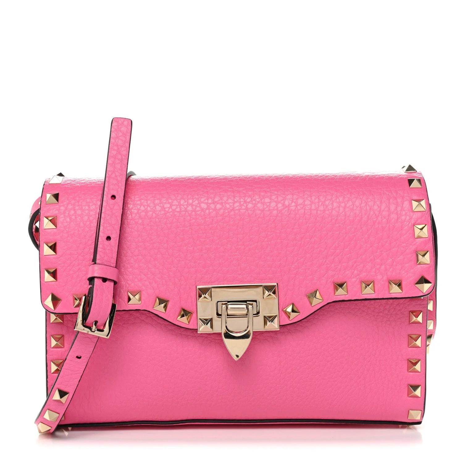 Valentino Garavani — Pebbled Medium Rockstud Flip Lock Crossbody Feminine — Handbag — resale