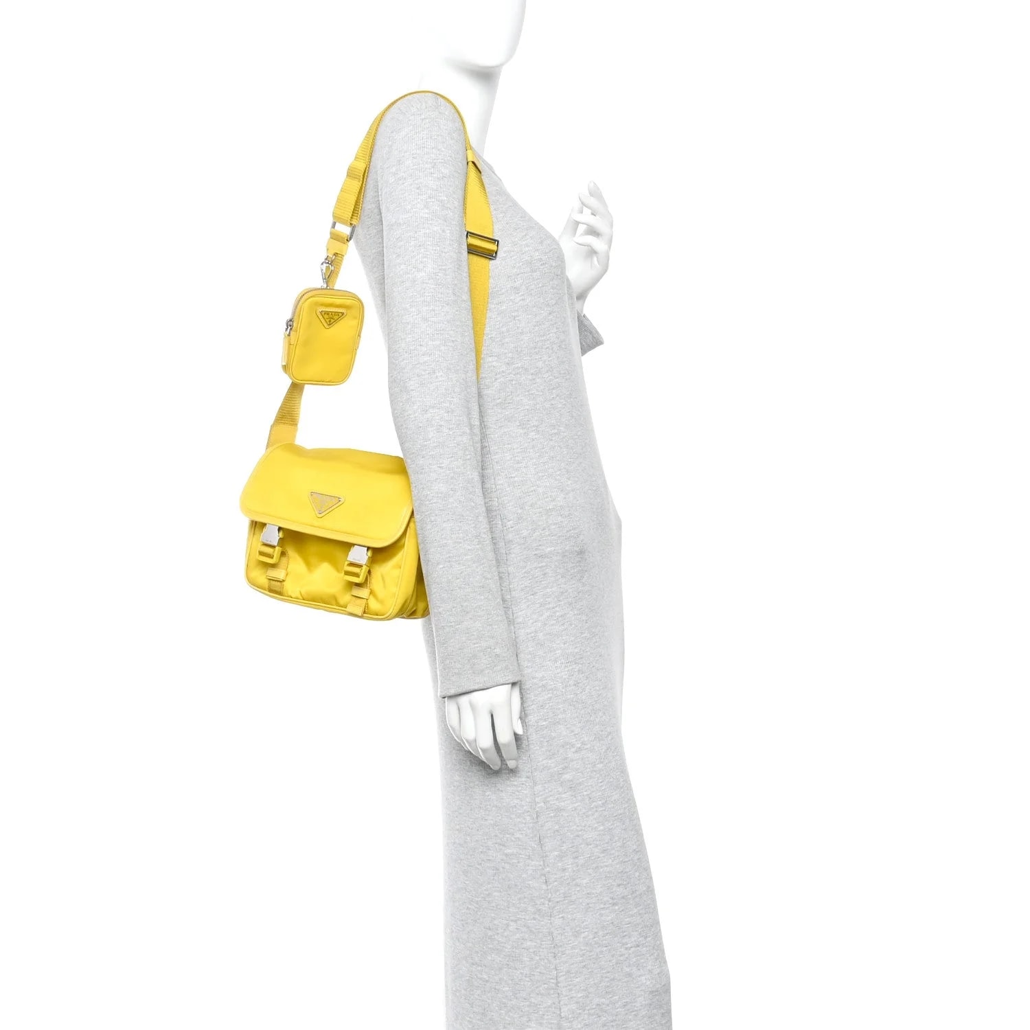Pocket Double Snap Buckle Messenger Giallo 2