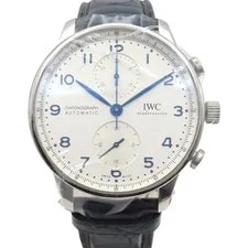 IWC — IWC White Dial Stainless Steel Blue Leather Strap — Watch — resale