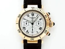 Cartier Chronograph Pasha W30X7651 18K Yellow Gold 38mm White Dial #CGW402 2