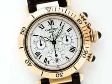 Cartier Chronograph Pasha W30X7651 18K Yellow Gold 38mm White Dial #CGW402 3