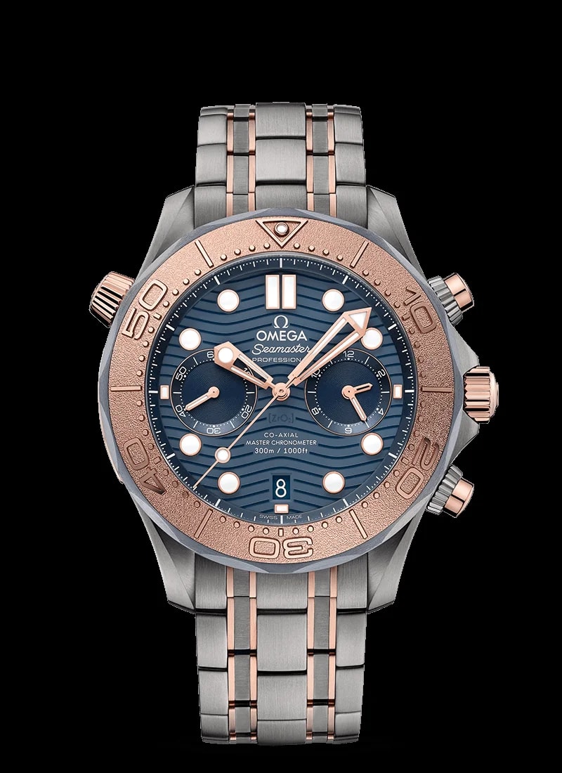 Worldofluxuryus — Omega Seamaster Diver Co-Axial Chronometer Chronograph Titanium & 18K Sedna™ Gold — Watch — resale