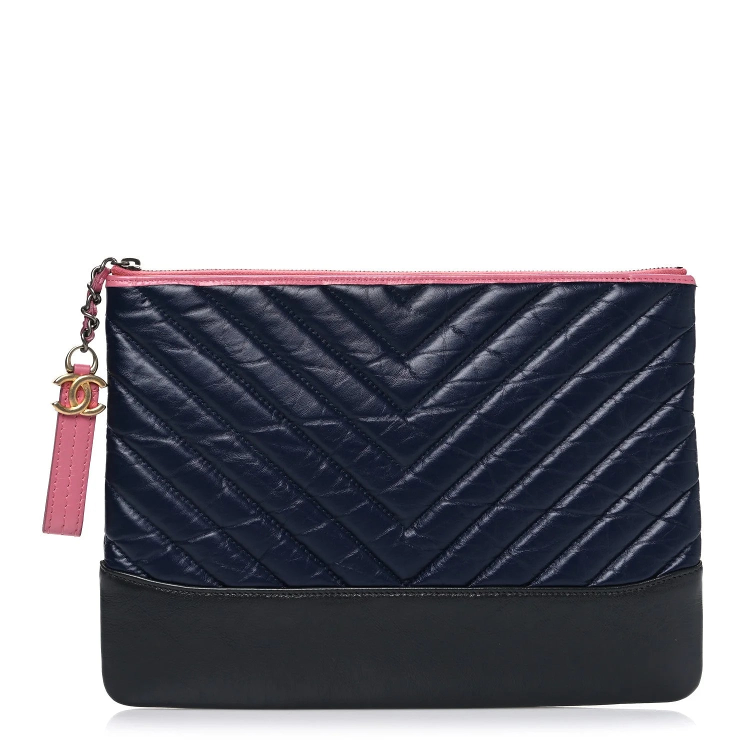 Chanel — Aged Chevron Medium Gabrielle Cosmetic Case Dark — Accessory — resale