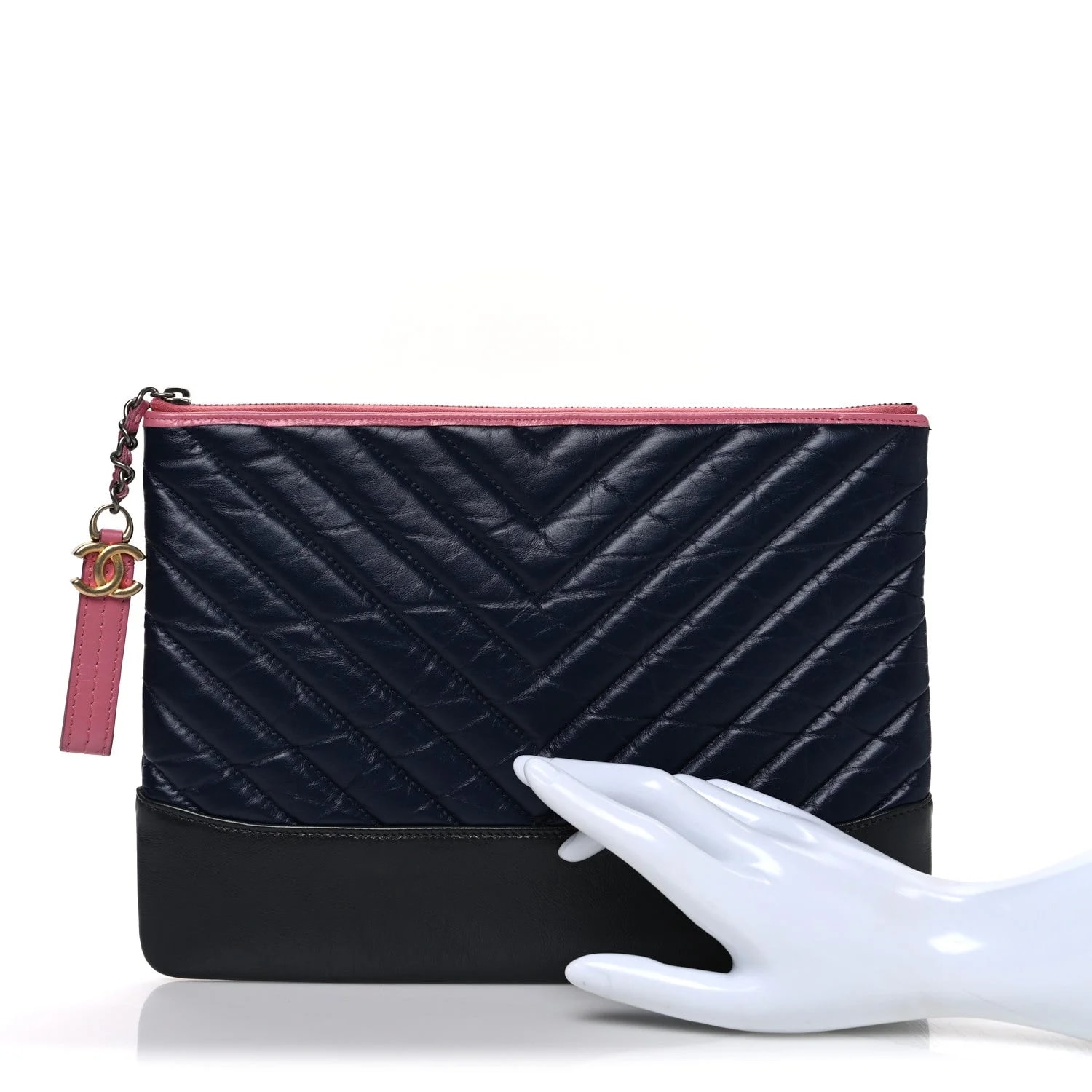 Aged Chevron Medium Gabrielle Cosmetic Case Dark 2