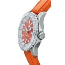NEW Breitling A17377 Superocean 36 Mm Steel Orange Rubber Automatic 2
