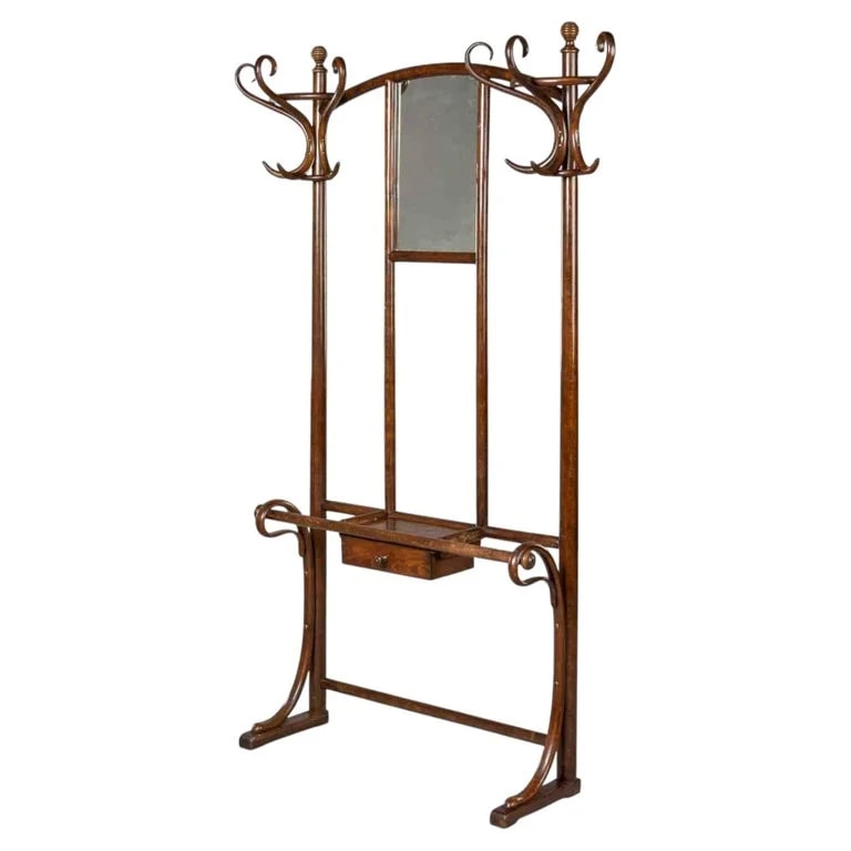 Thonet — Signed Thonet Bentwood Hall Tree With Mirror — decorative_object — resale
