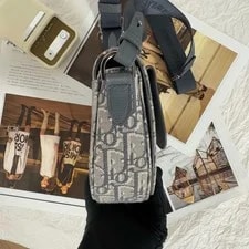 Dior Print Fabric and Grain Saddle Messenger Dark- #58D8 3
