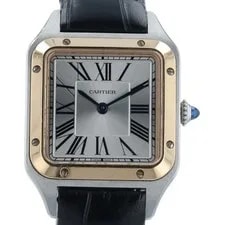 Cartier Santos Dumont Silver Dial Rose Gold & Steel 27.5mm Quartz W2SA0012 2