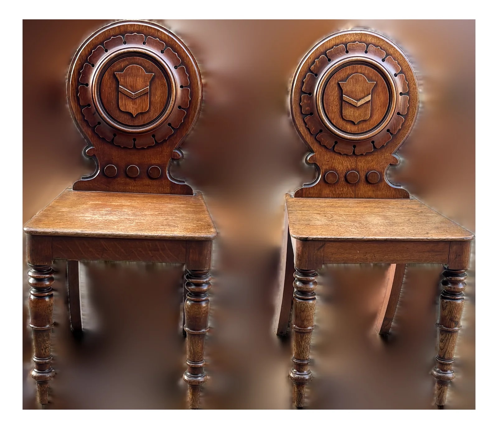 Pair of Early 19th Century English Regency Hall With Carved Backs — Furniture — resale