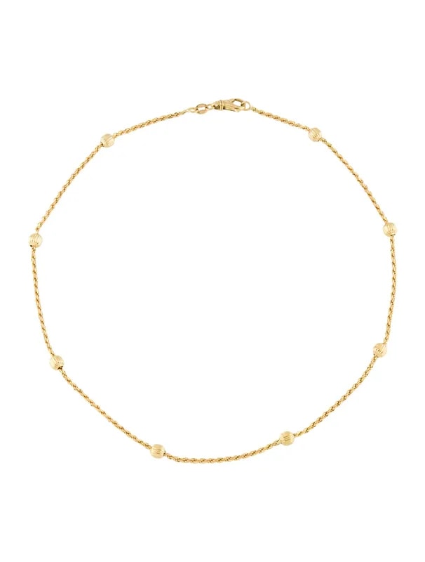 18K Bead Station Rope Chain — Jewelry — resale