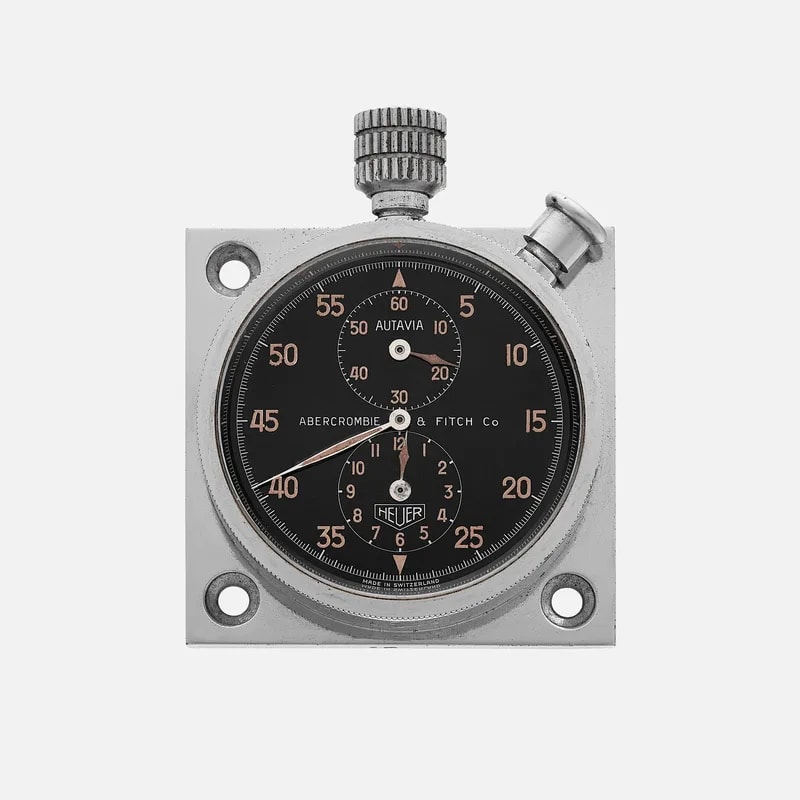 Heuer — 1950s Heuer Autavia Dashboard Stopwatch Retailed By Abercrombie & Fitch Co. With Box — Watch — resale