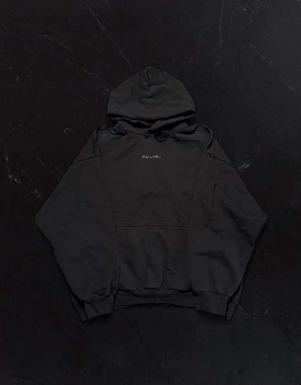 Balenciaga — Balenciaga Rhinestone Studded Logo Distressed Hoodie — streetwear — resale