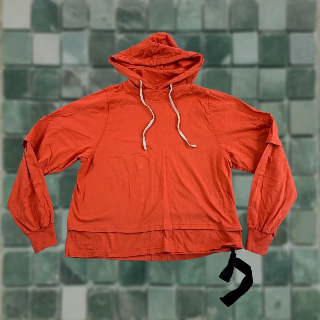 Rick Owens DRKSHDW — Rick Owens Drkshdw Hustler Hoodie Small Pullover Hoodie Solid Crew Neck Hooded — streetwear — resale