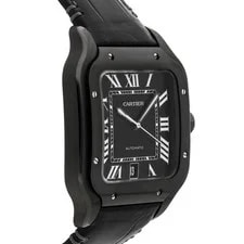 Cartier Santos de Black Steel Auto 38mm Black Dial Strap WSSA0039 3