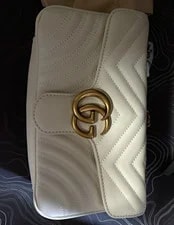 Gucci — Gucci GG Marmont Small Chevron Flap Chain, Dust — Handbag — resale