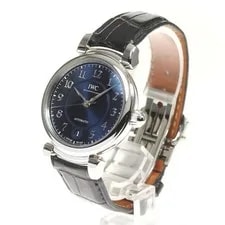 IWC DA Vinci Automatic 36 IW458312 SS Blue Dial Date Leather Strap #C493 2