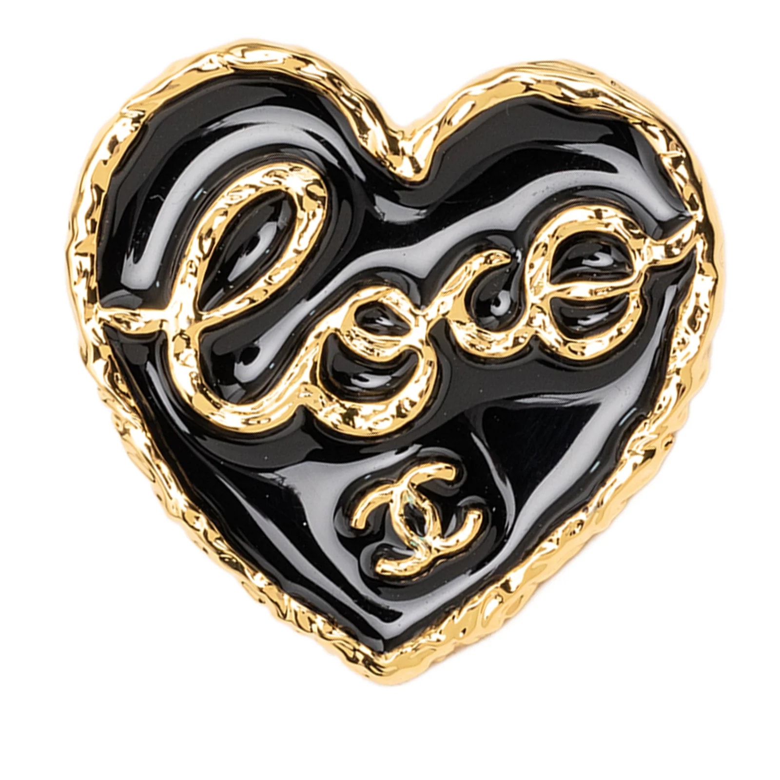 Chanel — CC Enamel Coco Heart Brooch — Jewelry — resale