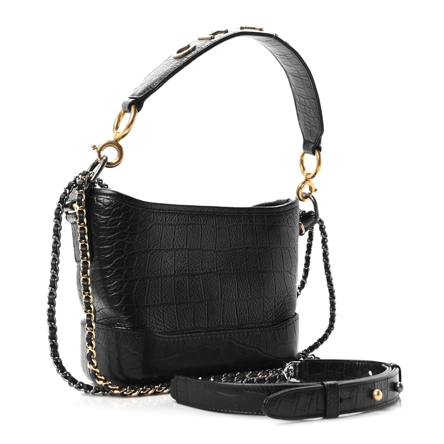 Embossed Small Gabrielle Cocodile Hobo 3