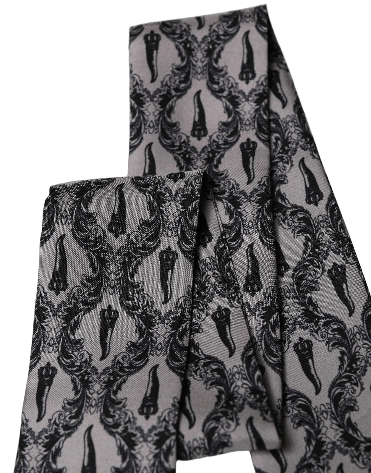 Dolce & Gabbana — Dolce & Gabbana Baroque Fringed Skinny Foulard Scarf — Accessory — resale