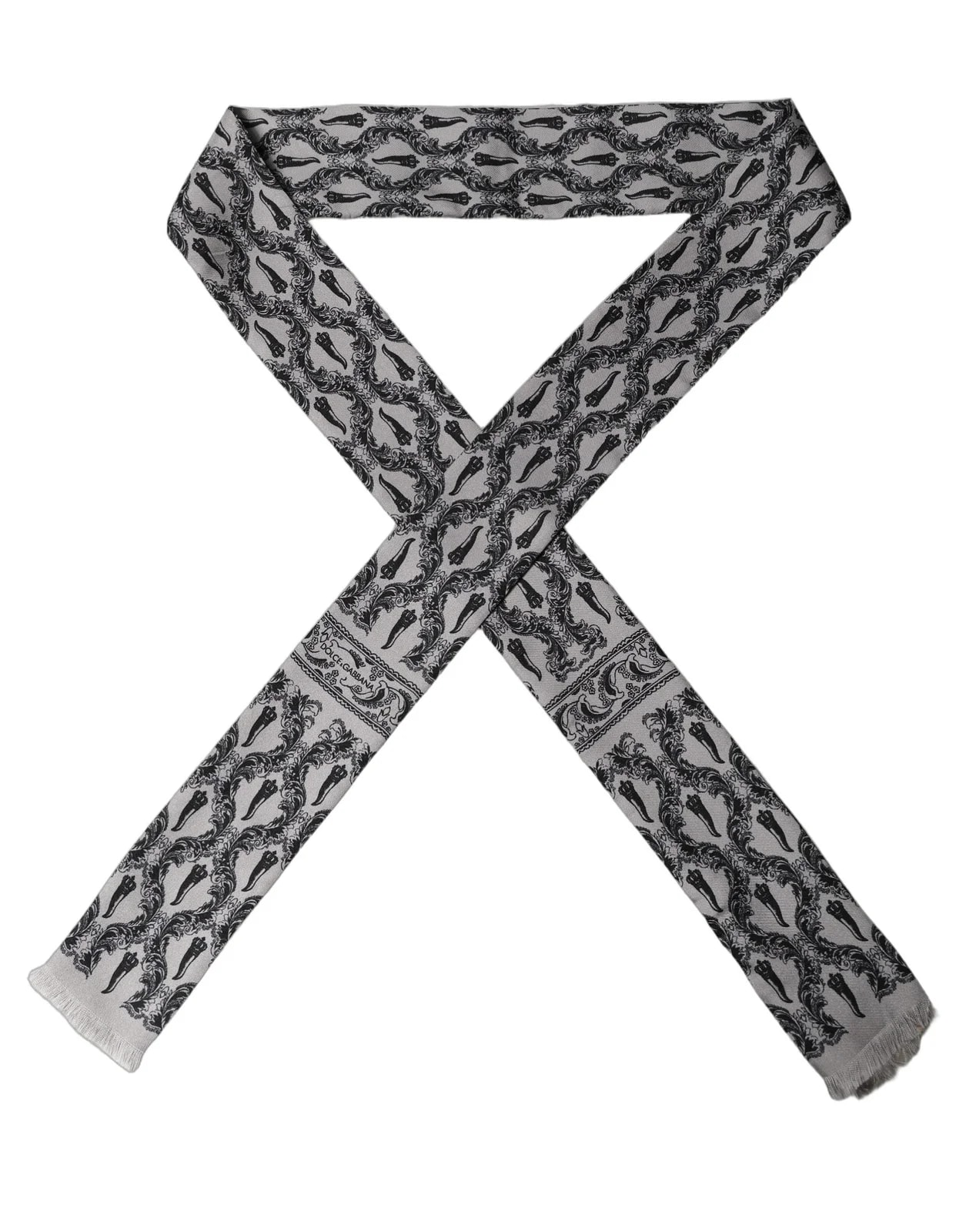 Dolce & Gabbana Baroque Fringed Skinny Foulard Scarf 2
