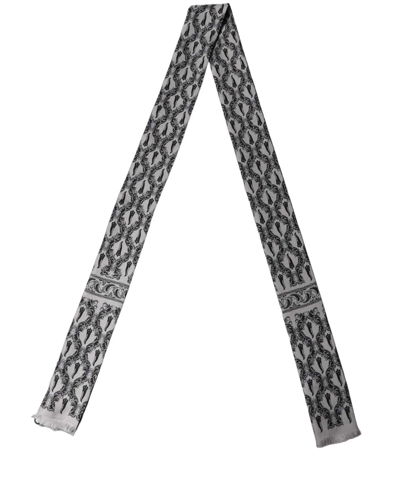 Dolce & Gabbana Baroque Fringed Skinny Foulard Scarf 3