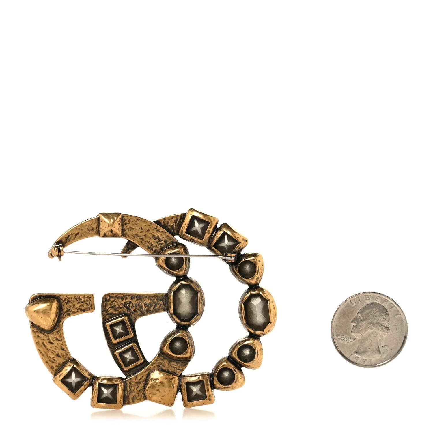 Metal Double G Brooch Aged 2