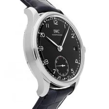 IWC Portugieser Eight Days Steel Manual 43mm Black Dial Strap IW5102-02 3