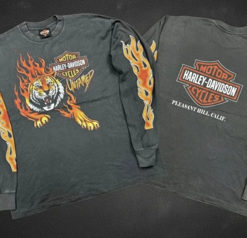 Harley Davidson Untamed Tiger Flames Longsleeve Reprint 2