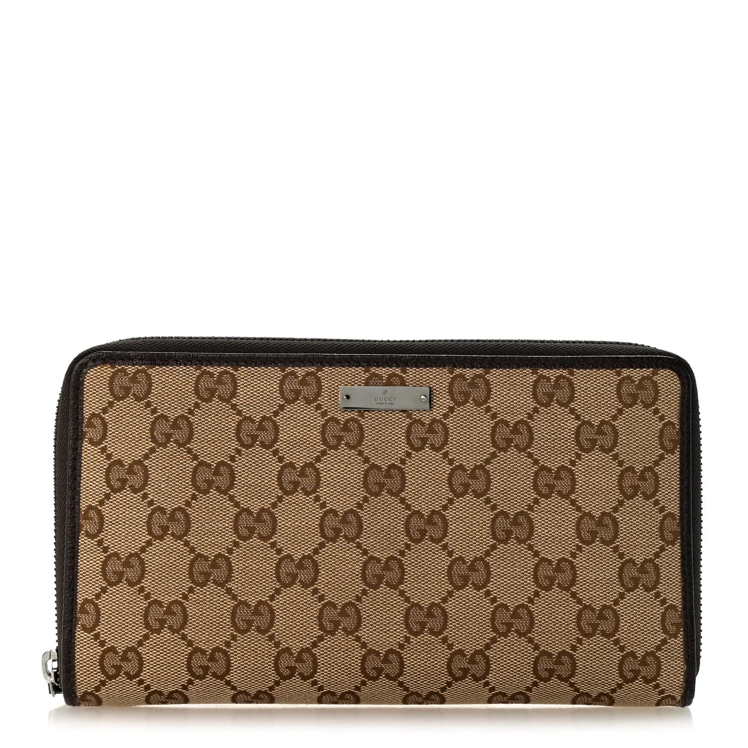 Gucci — Metal Bar Zip Around Travel Wallet Dark — Accessory — resale