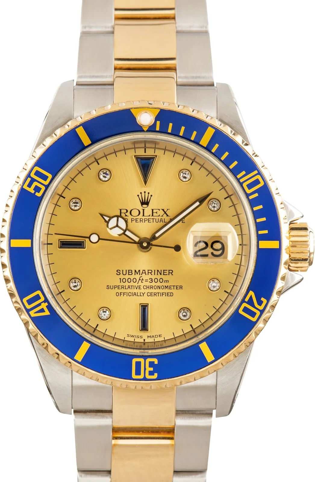 Rolex Submariner Ref 16613 Champagne Serti Dial 2